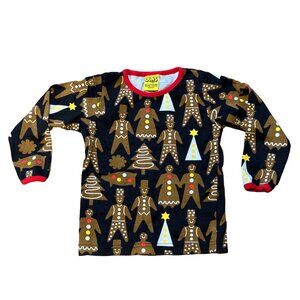 Duns Sweden Organic Cotton Gingerbread Print Unisex Kids Long Sleeve Shirt Size